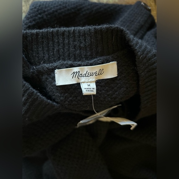 Madewell Button Back Cozy Sweater Knit Dress Black Size Medium NWT - Picture 8 of 9